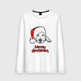 Мужской лонгслив хлопок с принтом Собака Санта в Новосибирске, 100% хлопок |  | christmas | dog | holiday | new year | santa claus | santa hat | snow | snowflakes | winter | дед мороз | зима | новый год | праздник | рождество | санта клаус | снег | снежинки | собака | шапка