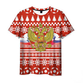 Мужская футболка 3D с принтом RUSSIA Праздничный в Новосибирске, 100% полиэфир | прямой крой, круглый вырез горловины, длина до линии бедер | russia | герб | россия | спорт | спортивные | флаг