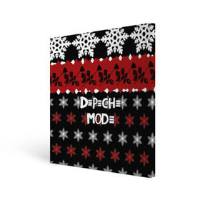 Холст квадратный с принтом Праздничный Depeche Mode в Новосибирске, 100% ПВХ |  | depeche mode | вестник моды | депеш мод | дэйв гаан | мартин гор | новогодний | новый год | рождество | роза | снежинки | энди флетчер