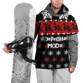 Накидка на куртку 3D с принтом Праздничный Depeche Mode в Новосибирске, 100% полиэстер |  | depeche mode | вестник моды | депеш мод | дэйв гаан | мартин гор | новогодний | новый год | рождество | роза | снежинки | энди флетчер