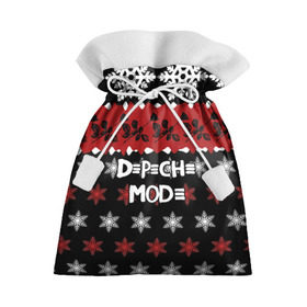 Подарочный 3D мешок с принтом Праздничный Depeche Mode в Новосибирске, 100% полиэстер | Размер: 29*39 см | depeche mode | вестник моды | депеш мод | дэйв гаан | мартин гор | новогодний | новый год | рождество | роза | снежинки | энди флетчер