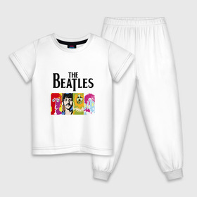 Детская пижама хлопок с принтом The Beatles в Новосибирске, 100% хлопок |  брюки и футболка прямого кроя, без карманов, на брюках мягкая резинка на поясе и по низу штанин
 | Тематика изображения на принте: битлз | джон леннон | джордж харрисон | пол маккартни | ринго старр