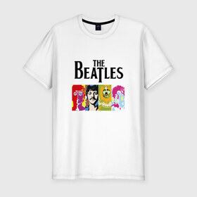Мужская футболка премиум с принтом The Beatles в Новосибирске, 92% хлопок, 8% лайкра | приталенный силуэт, круглый вырез ворота, длина до линии бедра, короткий рукав | Тематика изображения на принте: битлз | джон леннон | джордж харрисон | пол маккартни | ринго старр