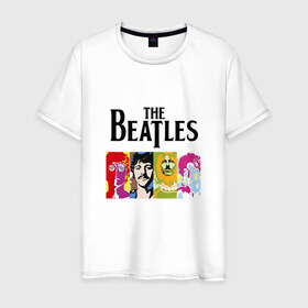 Мужская футболка хлопок с принтом The Beatles в Новосибирске, 100% хлопок | прямой крой, круглый вырез горловины, длина до линии бедер, слегка спущенное плечо. | битлз | джон леннон | джордж харрисон | пол маккартни | ринго старр