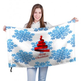 Флаг 3D с принтом Merry christmas в Новосибирске, 100% полиэстер | плотность ткани — 95 г/м2, размер — 67 х 109 см. Принт наносится с одной стороны | 