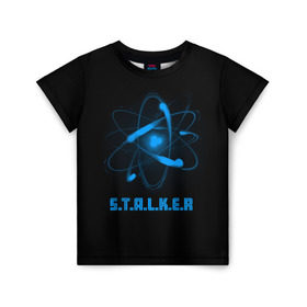 Детская футболка 3D с принтом Сталкер в Новосибирске, 100% гипоаллергенный полиэфир | прямой крой, круглый вырез горловины, длина до линии бедер, чуть спущенное плечо, ткань немного тянется | Тематика изображения на принте: game | stalker | игры | сталкер