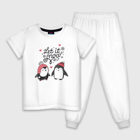 Детская пижама хлопок с принтом Пингвинчики в Новосибирске, 100% хлопок |  брюки и футболка прямого кроя, без карманов, на брюках мягкая резинка на поясе и по низу штанин
 | Тематика изображения на принте: зима | новый год | пингвин | подарок | рождество