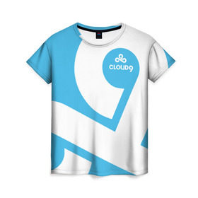 Женская футболка 3D с принтом cs:go - Cloud 9 (2018 Style) в Новосибирске, 100% полиэфир ( синтетическое хлопкоподобное полотно) | прямой крой, круглый вырез горловины, длина до линии бедер | Тематика изображения на принте: 0x000000123 | 9 | cloud9 | csgo | клауд | кс го