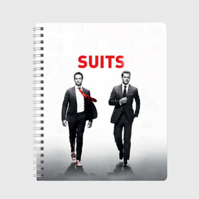 Тетрадь с принтом Suits в Новосибирске, 100% бумага | 48 листов, плотность листов — 60 г/м2, плотность картонной обложки — 250 г/м2. Листы скреплены сбоку удобной пружинной спиралью. Уголки страниц и обложки скругленные. Цвет линий — светло-серый
 | Тематика изображения на принте: suits | форс мажоры