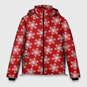 Мужская зимняя куртка 3D с принтом Новогодний снег в Новосибирске, верх — 100% полиэстер; подкладка — 100% полиэстер; утеплитель — 100% полиэстер | длина ниже бедра, свободный силуэт Оверсайз. Есть воротник-стойка, отстегивающийся капюшон и ветрозащитная планка. 

Боковые карманы с листочкой на кнопках и внутренний карман на молнии. | christmas | happy new year | holiday | new year | snow | snowflake | новый год | орнамент | праздник | рождество | снег | снежинки | узор