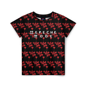 Детская футболка 3D с принтом Depeche Mode в Новосибирске, 100% гипоаллергенный полиэфир | прямой крой, круглый вырез горловины, длина до линии бедер, чуть спущенное плечо, ткань немного тянется | depeche mode | вестник моды | депеш мод | дэйв гаан | мартин гор | роза | энди флетчер