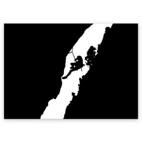 Поздравительная открытка с принтом Climbing в Новосибирске, 100% бумага | плотность бумаги 280 г/м2, матовая, на обратной стороне линовка и место для марки
 | Тематика изображения на принте: climbing | климбинг | отвес | скала | скалодром | скалолаз | скалолазание | сколы | ущелье