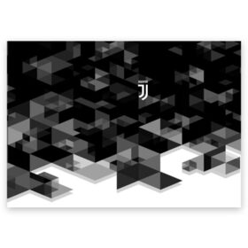 Поздравительная открытка с принтом JUVENTUS GEOMETRY SPORT в Новосибирске, 100% бумага | плотность бумаги 280 г/м2, матовая, на обратной стороне линовка и место для марки
 | fc | juventus | спорт | спортивные | фк | футбол | футбольный клуб | ювентус