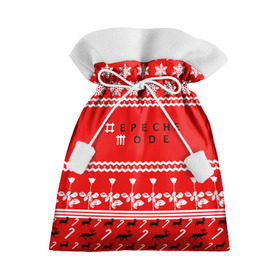 Подарочный 3D мешок с принтом Праздничный Depeche Mode в Новосибирске, 100% полиэстер | Размер: 29*39 см | Тематика изображения на принте: depeche mode | вестник моды | депеш мод | дэйв гаан | мартин гор | новогодний | новый год | праздник | рождество | роза | снежинки | энди флетчер