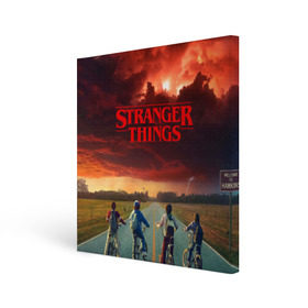 Холст квадратный с принтом Stranger Things в Новосибирске, 100% ПВХ |  | Тематика изображения на принте: stranger things | очень странные дела