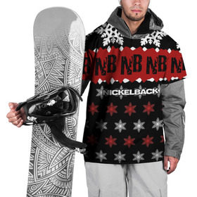 Накидка на куртку 3D с принтом Праздничный Nickelback в Новосибирске, 100% полиэстер |  | nickelback | дэниел адэр | майк крюгер | никелбек | никл бек | новогодний | новый год | райан пик | рождество | чед крюгер
