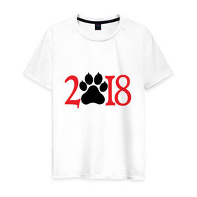 Мужская футболка хлопок с принтом 2018 Год Собаки в Новосибирске, 100% хлопок | прямой крой, круглый вырез горловины, длина до линии бедер, слегка спущенное плечо. | 