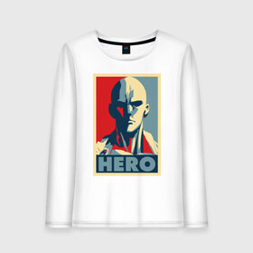 Женский лонгслив хлопок с принтом Saitama в Новосибирске, 100% хлопок |  | anime | hero | one punch man | saitama | аниме | герой | сайтама