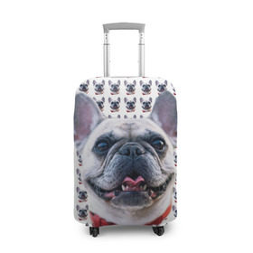 Чехол для чемодана 3D с принтом Французский бульдог в Новосибирске, 86% полиэфир, 14% спандекс | двустороннее нанесение принта, прорези для ручек и колес | Тематика изображения на принте: бульдог | бульдожка | пес | песик | собака | французский бульдог
