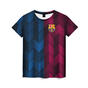 Женская футболка 3D с принтом FC Barca 2018 Creative uniform в Новосибирске, 100% полиэфир ( синтетическое хлопкоподобное полотно) | прямой крой, круглый вырез горловины, длина до линии бедер | fc | fc barcelona | fcb | барселона | спорт | спортивные | фк | футбол | футбольный клуб