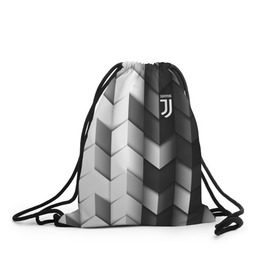 Рюкзак-мешок 3D с принтом Juventus 2018 Geometry Sport в Новосибирске, 100% полиэстер | плотность ткани — 200 г/м2, размер — 35 х 45 см; лямки — толстые шнурки, застежка на шнуровке, без карманов и подкладки | Тематика изображения на принте: fc | juventus | спорт | спортивные | фк | футбол | футбольный клуб | ювентус