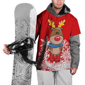 Накидка на куртку 3D с принтом Олень в шарфике в Новосибирске, 100% полиэстер |  | новогодний олень | новый год | олень | олень в шарфике | подарок на новый год