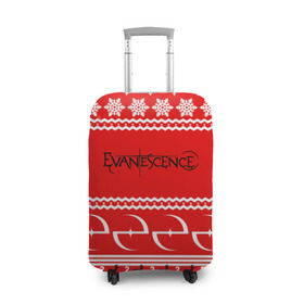 Чехол для чемодана 3D с принтом Праздничный Evanescence в Новосибирске, 86% полиэфир, 14% спандекс | двустороннее нанесение принта, прорези для ручек и колес | evanescence | альтернативный | готик | группа | джен маджура | знак | исчезновение | красный | метал | надпись | новогодний | новый год | ню | праздник | рождество | рок | снежинки | тим маккорд