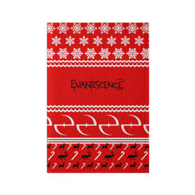 Обложка для паспорта матовая кожа с принтом Праздничный Evanescence в Новосибирске, натуральная матовая кожа | размер 19,3 х 13,7 см; прозрачные пластиковые крепления | evanescence | альтернативный | готик | группа | джен маджура | знак | исчезновение | красный | метал | надпись | новогодний | новый год | ню | праздник | рождество | рок | снежинки | тим маккорд