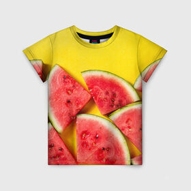 Детская футболка 3D с принтом арбуз в Новосибирске, 100% гипоаллергенный полиэфир | прямой крой, круглый вырез горловины, длина до линии бедер, чуть спущенное плечо, ткань немного тянется | berry | food | fruit | health | rest | summer | vegan | vegetarianism | vitamins | watermelon | арбуз | веган | вегетарианство | витамины | еда | здоровье | лето | отдых | фрукты | ягода