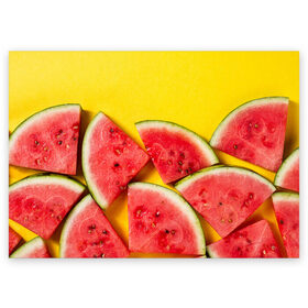 Поздравительная открытка с принтом арбуз в Новосибирске, 100% бумага | плотность бумаги 280 г/м2, матовая, на обратной стороне линовка и место для марки
 | Тематика изображения на принте: berry | food | fruit | health | rest | summer | vegan | vegetarianism | vitamins | watermelon | арбуз | веган | вегетарианство | витамины | еда | здоровье | лето | отдых | фрукты | ягода