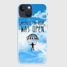 Чехол для iPhone 13 mini с принтом skydive в Новосибирске,  |  | adrenaline | base jumping | extreme | jump | parachute | sky | skydive | адреналин | бейс | бейсджампинг | высота | небо | облака | парашют | полет | прыжок | риск | самолет | свобода | экстрим