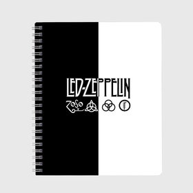 Тетрадь с принтом Led Zeppelin в Новосибирске, 100% бумага | 48 листов, плотность листов — 60 г/м2, плотность картонной обложки — 250 г/м2. Листы скреплены сбоку удобной пружинной спиралью. Уголки страниц и обложки скругленные. Цвет линий — светло-серый
 | led | led zeppelin | блюз | группа | джимми пейдж | джон генри бонэм | джон пол джонс | лед зепелен | лед зеппелин | метал | роберт плант | рок | тяжелый | фолк | хард | хардрок | хеви | хевиметал