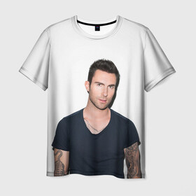 Мужская футболка 3D с принтом Адам в Новосибирске, 100% полиэфир | прямой крой, круглый вырез горловины, длина до линии бедер | adam | levine | maroon 5 | адам | левин | марун 5