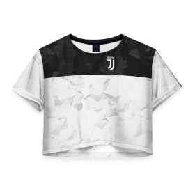 Женская футболка 3D укороченная с принтом Juventus 2018 Black and White в Новосибирске, 100% полиэстер | круглая горловина, длина футболки до линии талии, рукава с отворотами | Тематика изображения на принте: fc | juventus | спорт | спортивные | фк | футбол | футбольный клуб | ювентус
