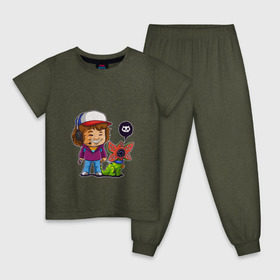 Детская пижама хлопок с принтом Stranger Things в Новосибирске, 100% хлопок |  брюки и футболка прямого кроя, без карманов, на брюках мягкая резинка на поясе и по низу штанин
 | dustin | stranger things | очень странные дела