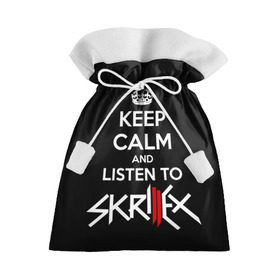 Подарочный 3D мешок с принтом Skrillex keep calm в Новосибирске, 100% полиэстер | Размер: 29*39 см | dub step | dubstep | keep calm | skrillex | даб степ | дабстеп | диджей | драм энд басс | скрилекс