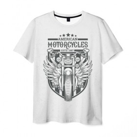 Мужская футболка 3D с принтом Vintage motocycle 5 в Новосибирске, 100% полиэфир | прямой крой, круглый вырез горловины, длина до линии бедер | harley | motorbike | motorcycle | race | rider | ryder | skull | speed | байк | гонки | гонщик | мото | мотобайк | мотоцикл | райдер | скорость | харлей | череп