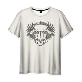 Мужская футболка 3D с принтом Harley-Davidson в Новосибирске, 100% полиэфир | прямой крой, круглый вырез горловины, длина до линии бедер | harley | motorbike | motorcycle | race | rider | ryder | skull | speed | байк | гонки | гонщик | мото | мотобайк | мотоцикл | райдер | скорость | харлей | череп