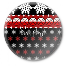 Значок с принтом Праздничный Pink Floyd в Новосибирске,  металл | круглая форма, металлическая застежка в виде булавки | 