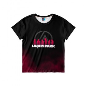 Детская футболка 3D с принтом Linkin Park в Новосибирске, 100% гипоаллергенный полиэфир | прямой крой, круглый вырез горловины, длина до линии бедер, чуть спущенное плечо, ткань немного тянется | Тематика изображения на принте: chester bennington | linkin park | беннингтон честер | линкин парк