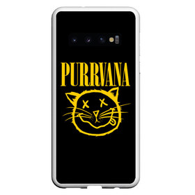 Чехол для Samsung Galaxy S10 с принтом Purrvana в Новосибирске, Силикон | Область печати: задняя сторона чехла, без боковых панелей | nirvana | мурвана | нирвана