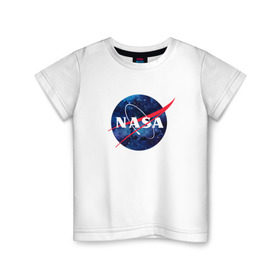 Детская футболка хлопок с принтом NASA в Новосибирске, 100% хлопок | круглый вырез горловины, полуприлегающий силуэт, длина до линии бедер | nasa | астронавт | астрофизика | космическое агенство | космонавт | космос | наса | скафандр   | шлем