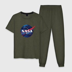 Мужская пижама хлопок с принтом NASA в Новосибирске, 100% хлопок | брюки и футболка прямого кроя, без карманов, на брюках мягкая резинка на поясе и по низу штанин
 | nasa | астронавт | астрофизика | космическое агенство | космонавт | космос | наса | скафандр   | шлем