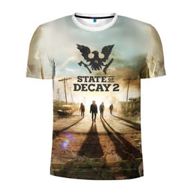 Мужская футболка 3D спортивная с принтом State of Decay 2 в Новосибирске, 100% полиэстер с улучшенными характеристиками | приталенный силуэт, круглая горловина, широкие плечи, сужается к линии бедра | decay | horror | state | игра | стадия | хоррор