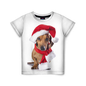 Детская футболка 3D с принтом Новый год со стилягами в Новосибирске, 100% гипоаллергенный полиэфир | прямой крой, круглый вырез горловины, длина до линии бедер, чуть спущенное плечо, ткань немного тянется | елка | зима | мороз | новый год | пес | снег | снежинки | собака