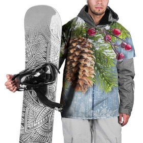 Накидка на куртку 3D с принтом Зимушка-Зима в Новосибирске, 100% полиэстер |  | елка | зима | мороз | новый год | снег | снежинки | ягода