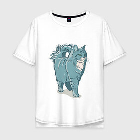Мужская футболка хлопок Oversize с принтом Котик в Новосибирске, 100% хлопок | свободный крой, круглый ворот, “спинка” длиннее передней части | киса домашние животные | кот | котик | коты | кошка | кошки