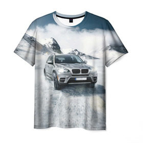 Мужская футболка 3D с принтом BMW X5 в Новосибирске, 100% полиэфир | прямой крой, круглый вырез горловины, длина до линии бедер | auto | race | авто | автомобиль | бмв | бумер | бэха | гонки | марка | машина