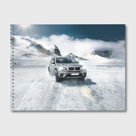 Альбом для рисования с принтом BMW X5 в Новосибирске, 100% бумага
 | матовая бумага, плотность 200 мг. | Тематика изображения на принте: auto | race | авто | автомобиль | бмв | бумер | бэха | гонки | марка | машина