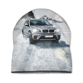 Шапка 3D с принтом BMW X5 в Новосибирске, 100% полиэстер | универсальный размер, печать по всей поверхности изделия | Тематика изображения на принте: auto | race | авто | автомобиль | бмв | бумер | бэха | гонки | марка | машина